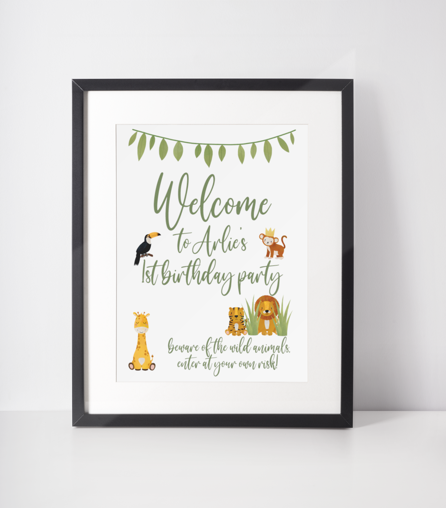 Welcome To Any Name & Age Wild Safari Animals Birthday Personalised Party Decor Print-0