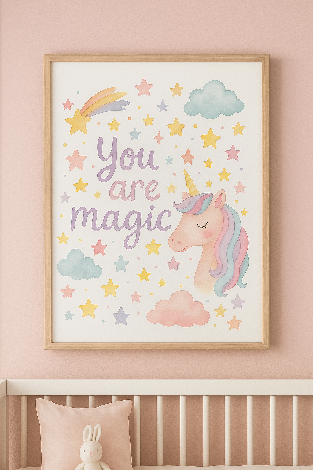 You Are Magic – Pastel Unicorn Wall Art for Girls' Bedroom-0