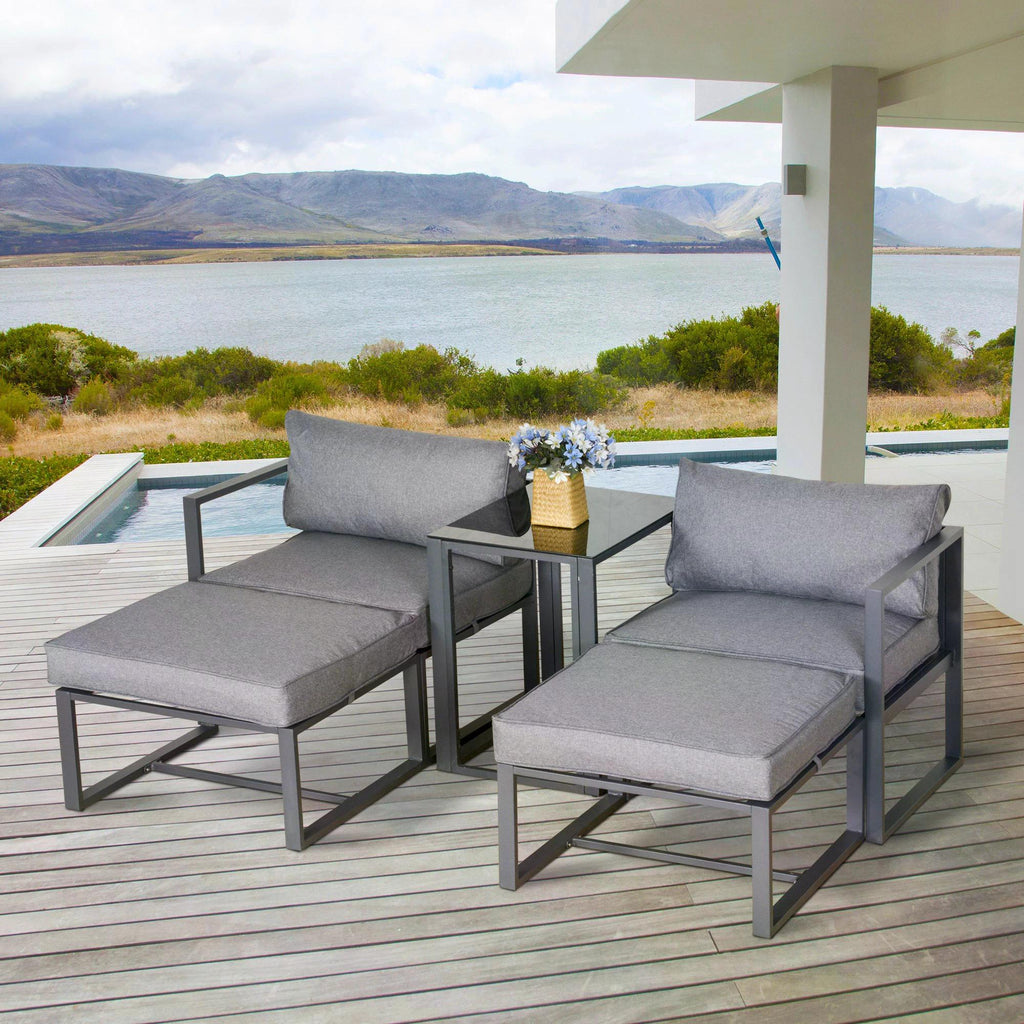 5 Piece Garden Conversation Set With Cushions Outdoor Patio Furniture-1