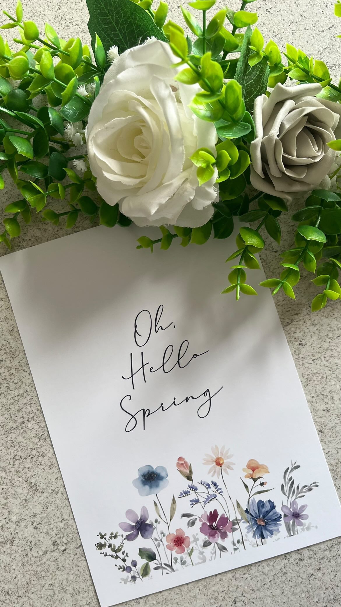 Oh Hello Spring Floral Border Spring Easter Seasonal Wall Home Decor Print-0