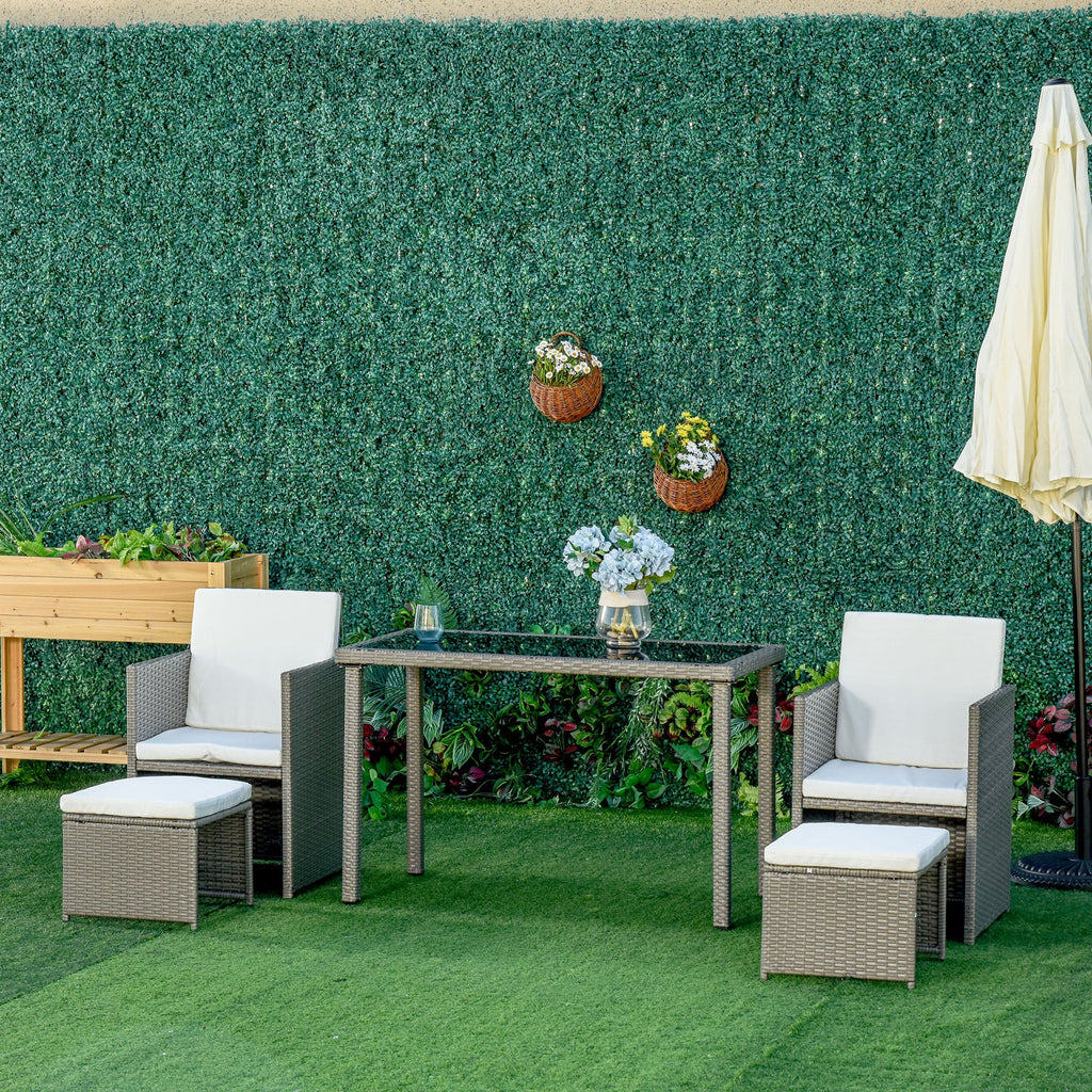 4 Seater Rattan Garden Furniture Set with Cushioned Footrests Grey-1