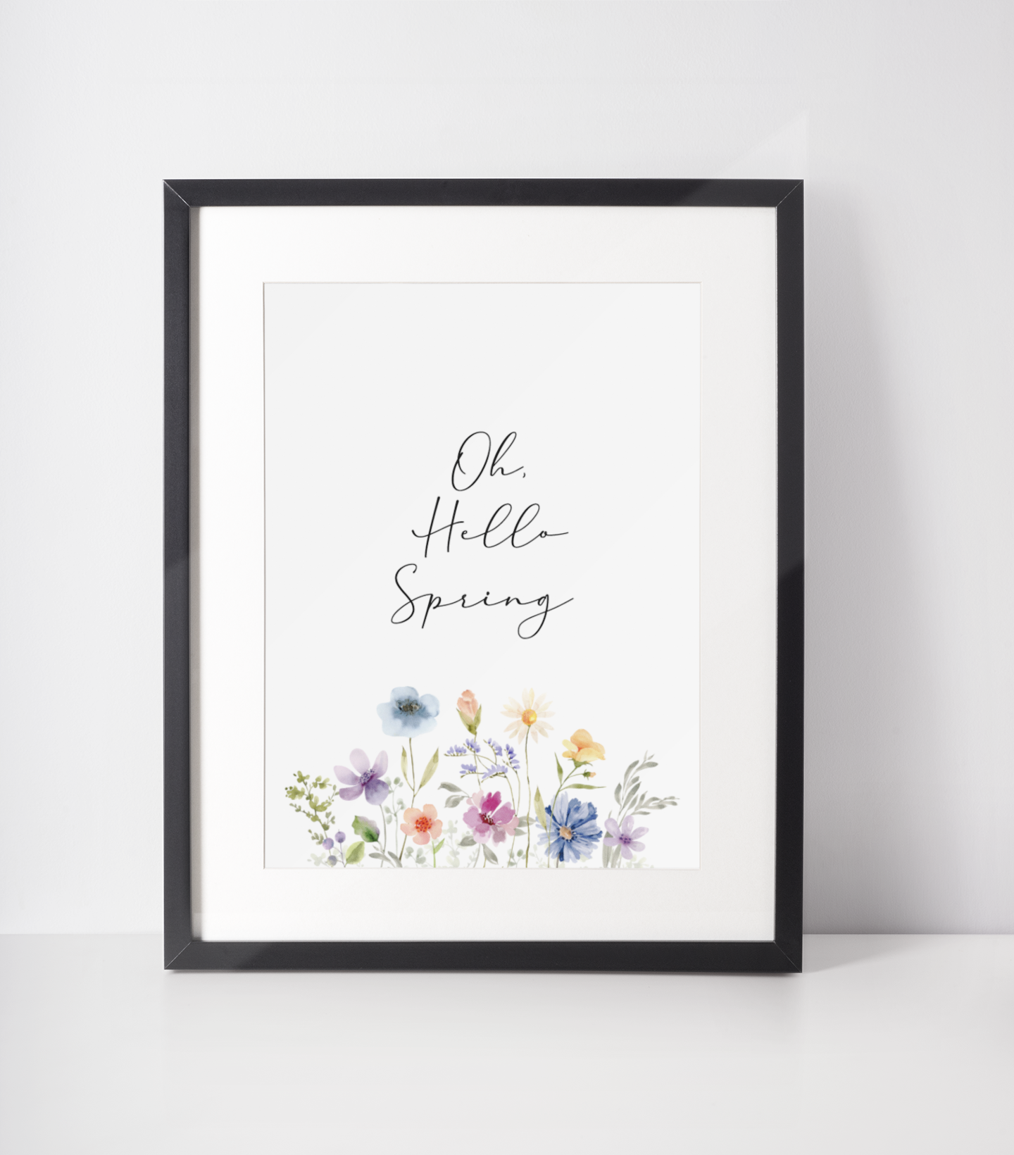 Oh Hello Spring Floral Border Spring Easter Seasonal Wall Home Decor Print-1