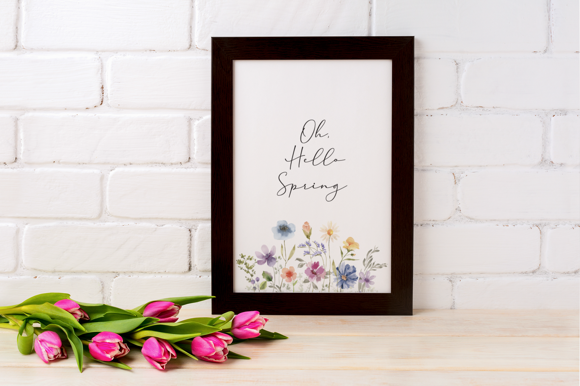 Oh Hello Spring Floral Border Spring Easter Seasonal Wall Home Decor Print-3