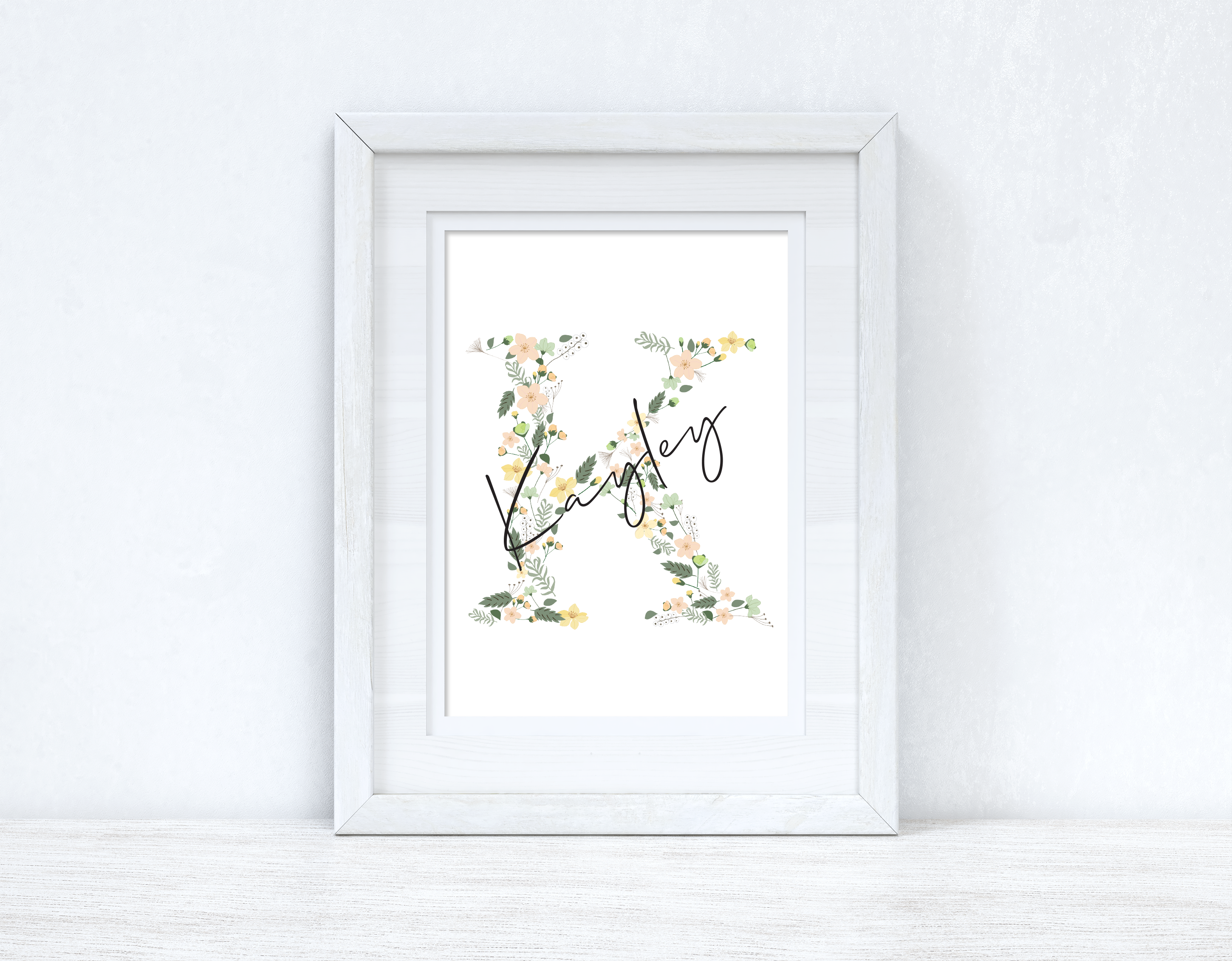 Personalised Spring Floral Initial & Name Spring Seasonal Wall Home Decor Print-2