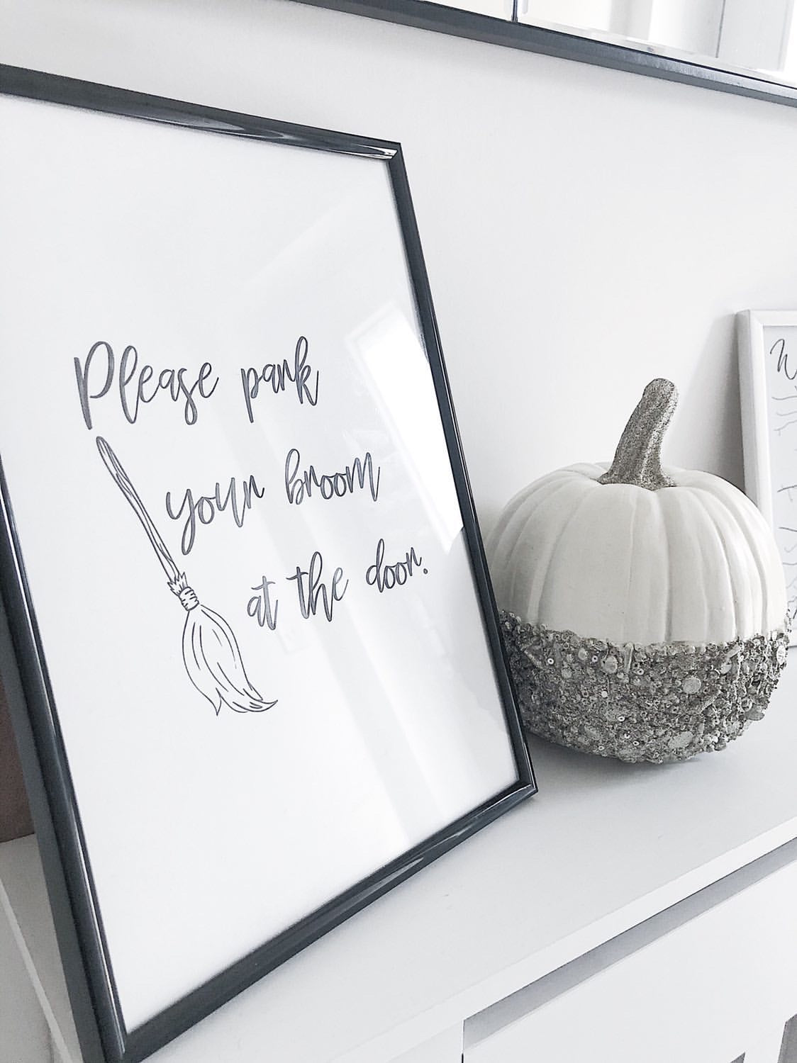 Please Park Your Broom At The Door Halloween Autumn Seasonal Wall Home Decor Print-3
