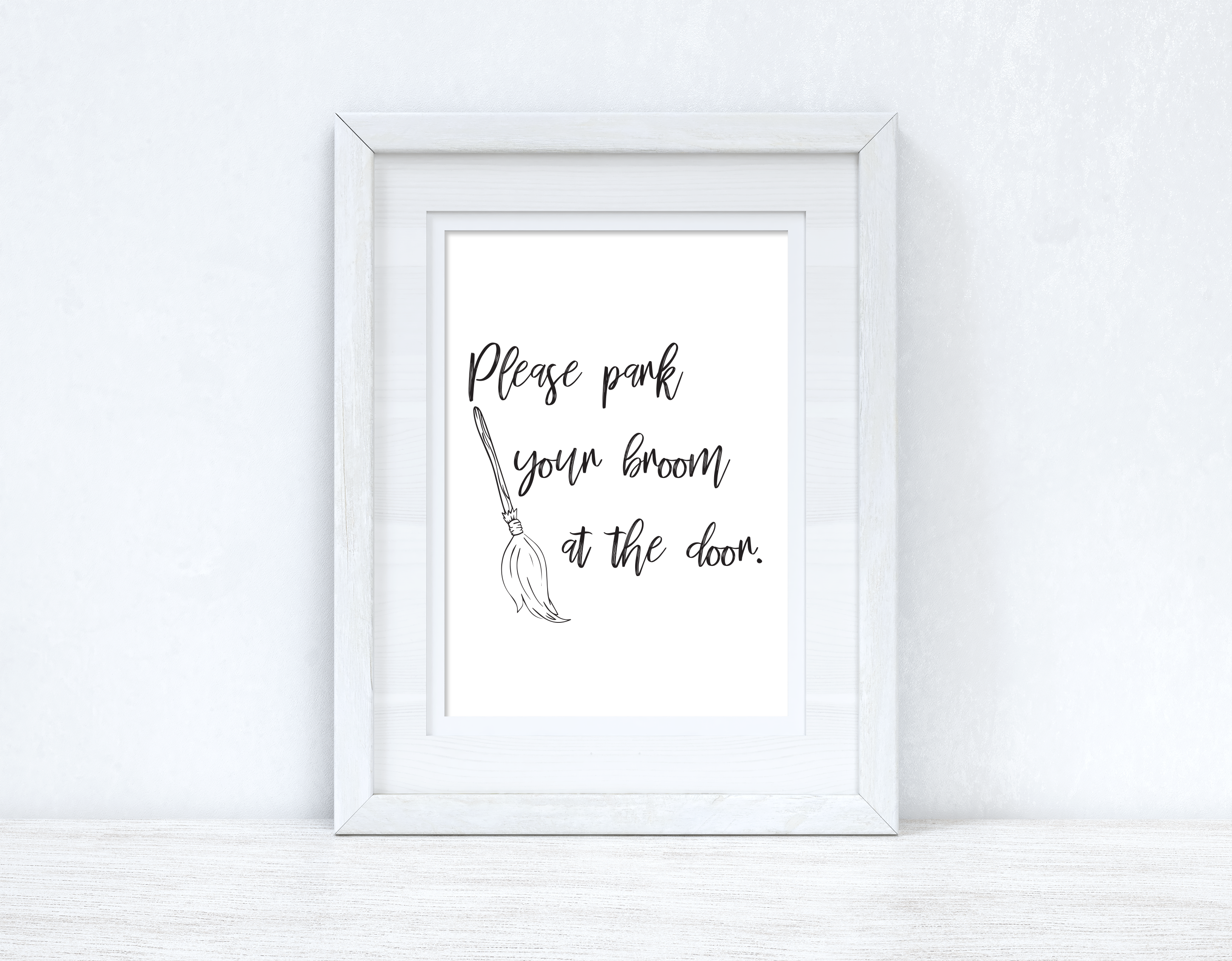 Please Park Your Broom At The Door Halloween Autumn Seasonal Wall Home Decor Print-1