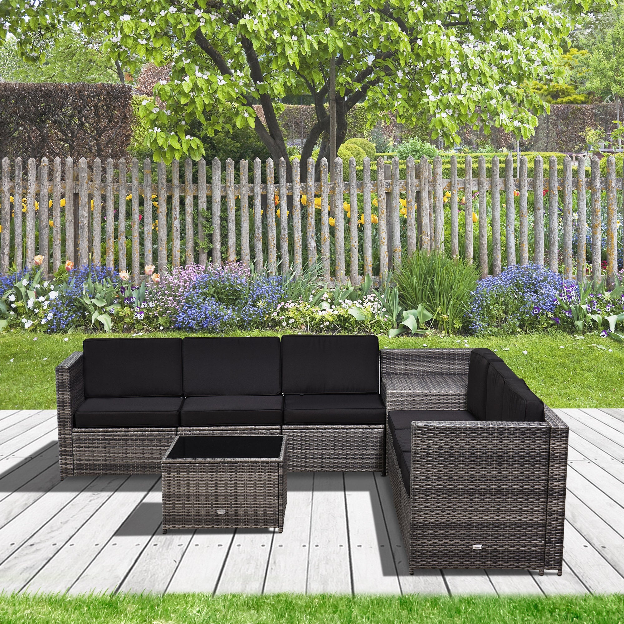 8 Piece Rattan Garden Furniture Set with Cushions Grey-1