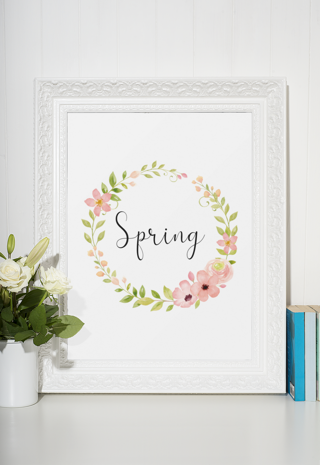 Spring Floral Wreath Spring Seasonal Wall Home Decor Print-1