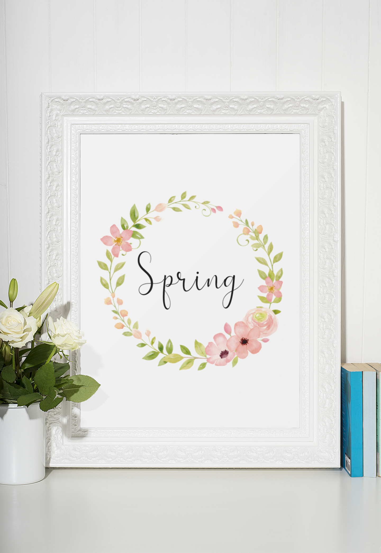 Spring Floral Wreath Spring Seasonal Wall Home Decor Print-1