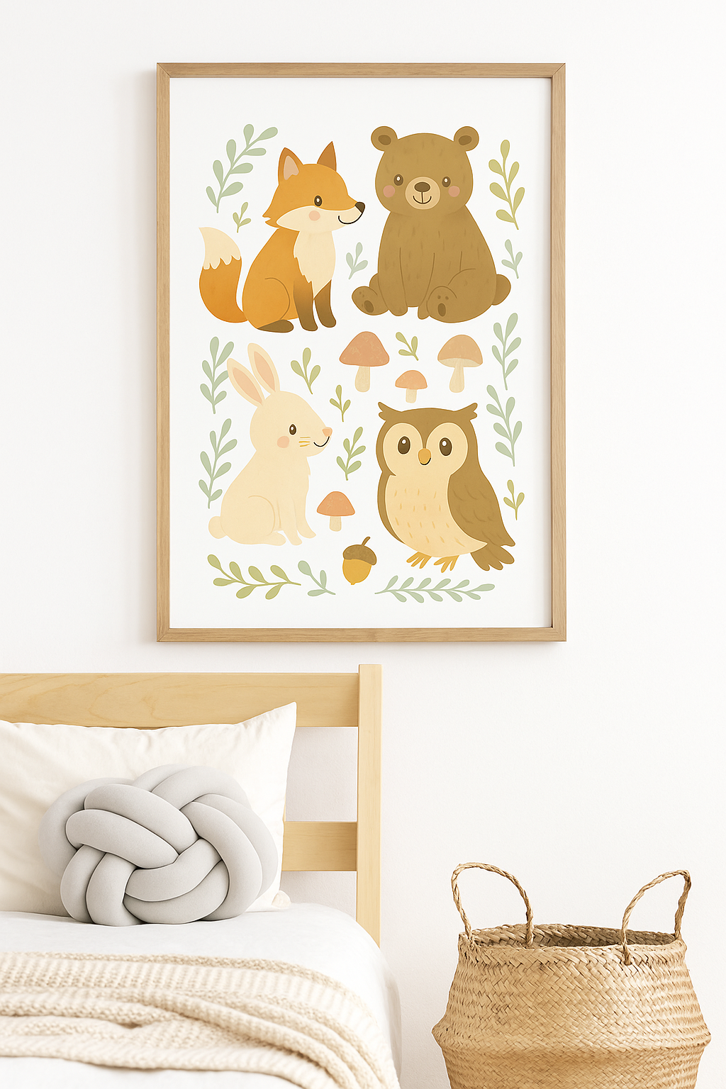 Woodland Animal Friends – Neutral Nursery Wall Art-0