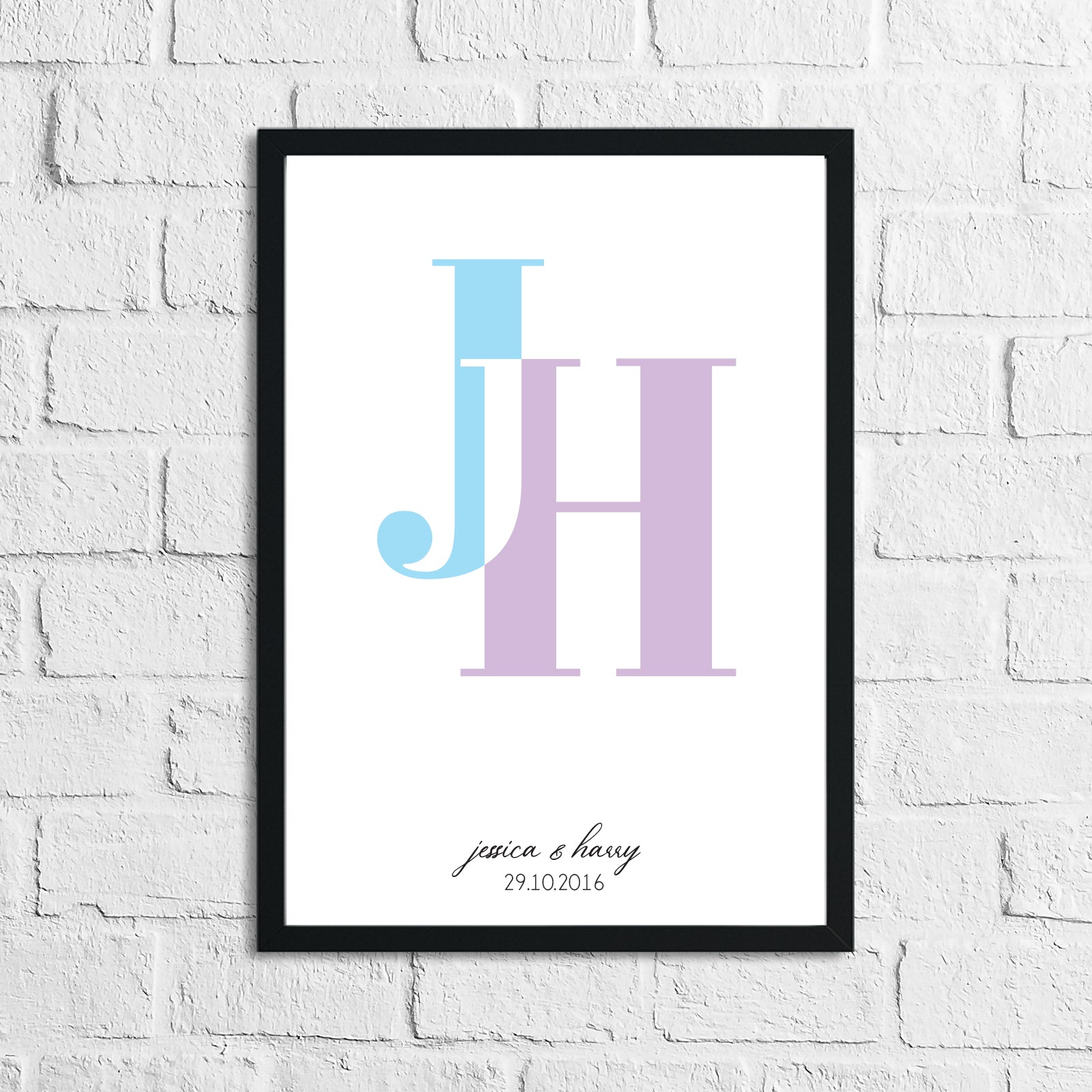 Personalised Colour Couple Initials New Home Wall Decor Print-0