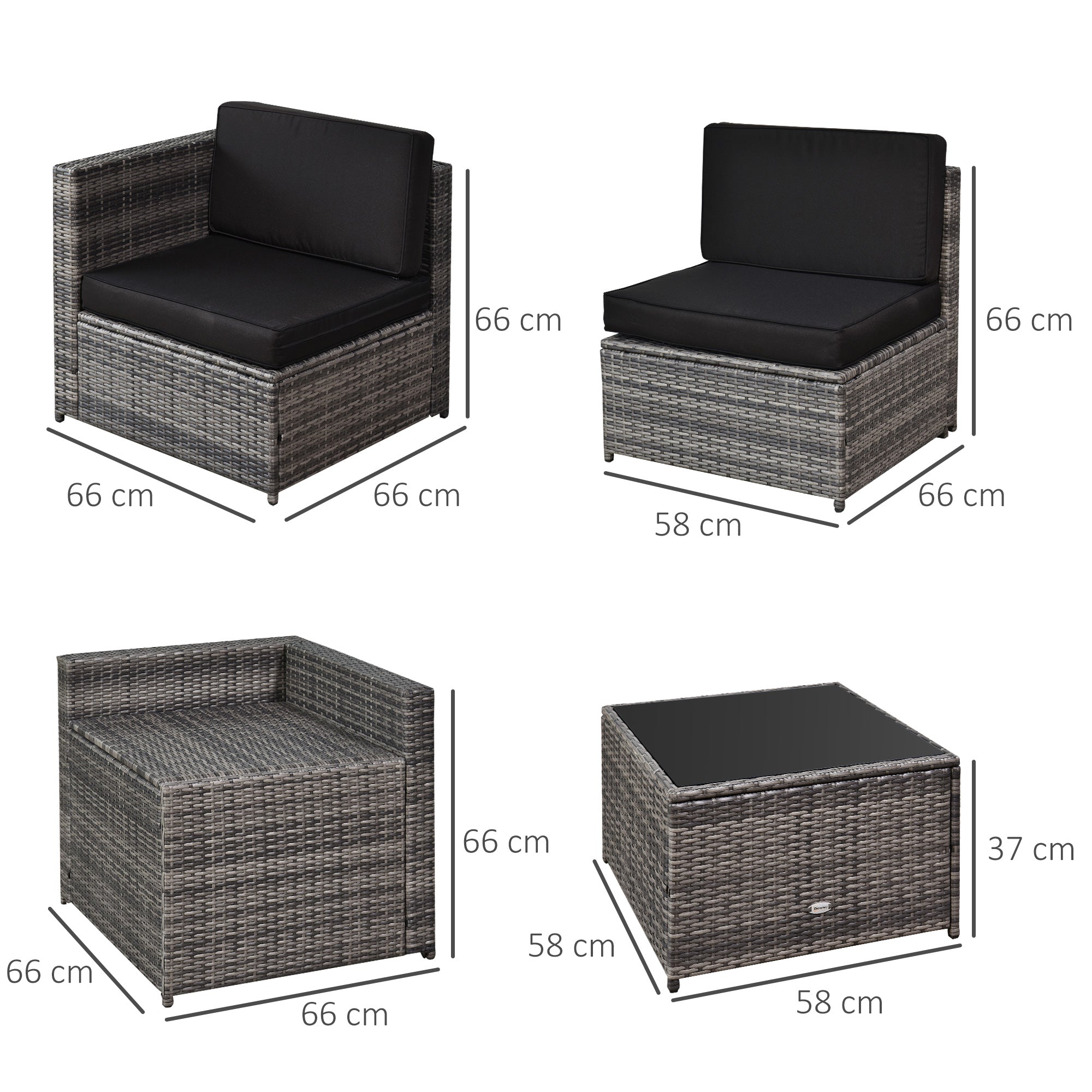 8 Piece Rattan Garden Furniture Set with Cushions Grey-2