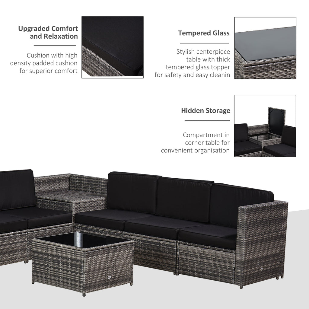 8 Piece Rattan Garden Furniture Set with Cushions Grey-4
