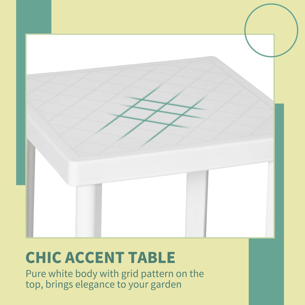 3pcs Garden Furniture Set Outdoor Furniture Set Dining Table, 2 Lounge Chairs and 1 Garden Side Table White-3