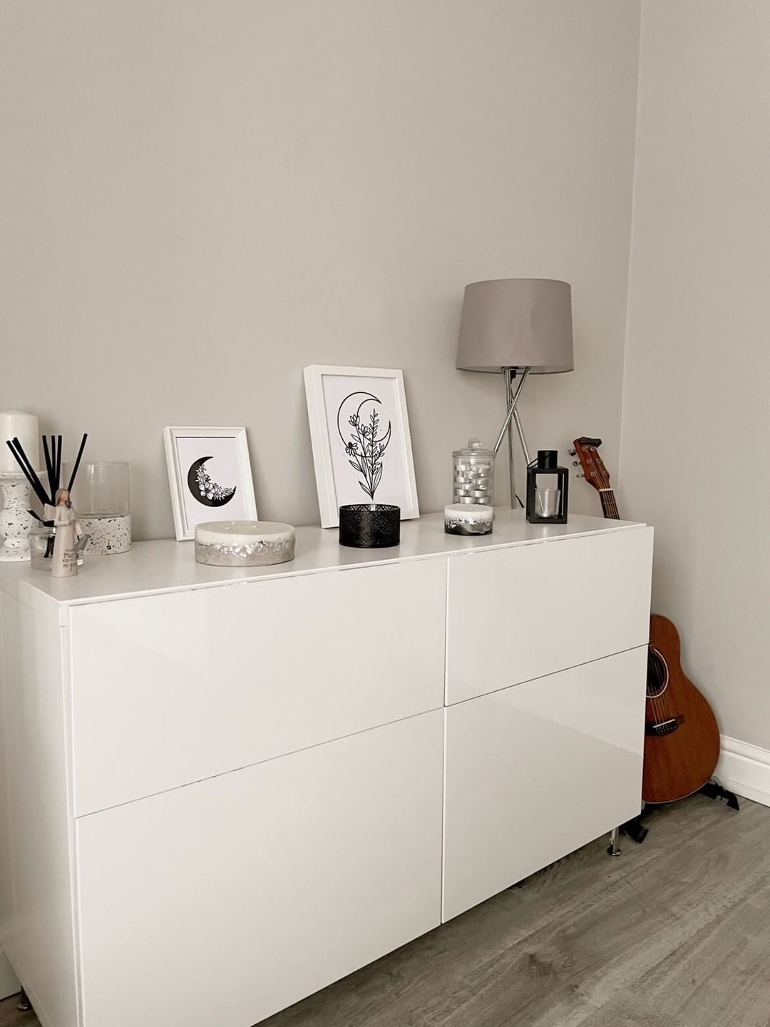 Floral Moon No.3 Boho Hippie Simple Home Wall Decor Print-1