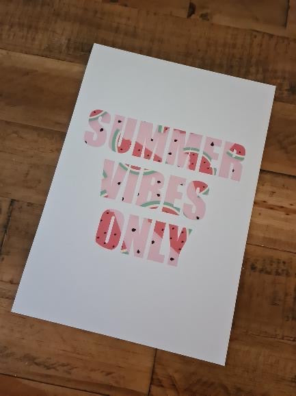 Summer Vibes Only Watermelon Summer Seasonal Wall Home Decor Print-2