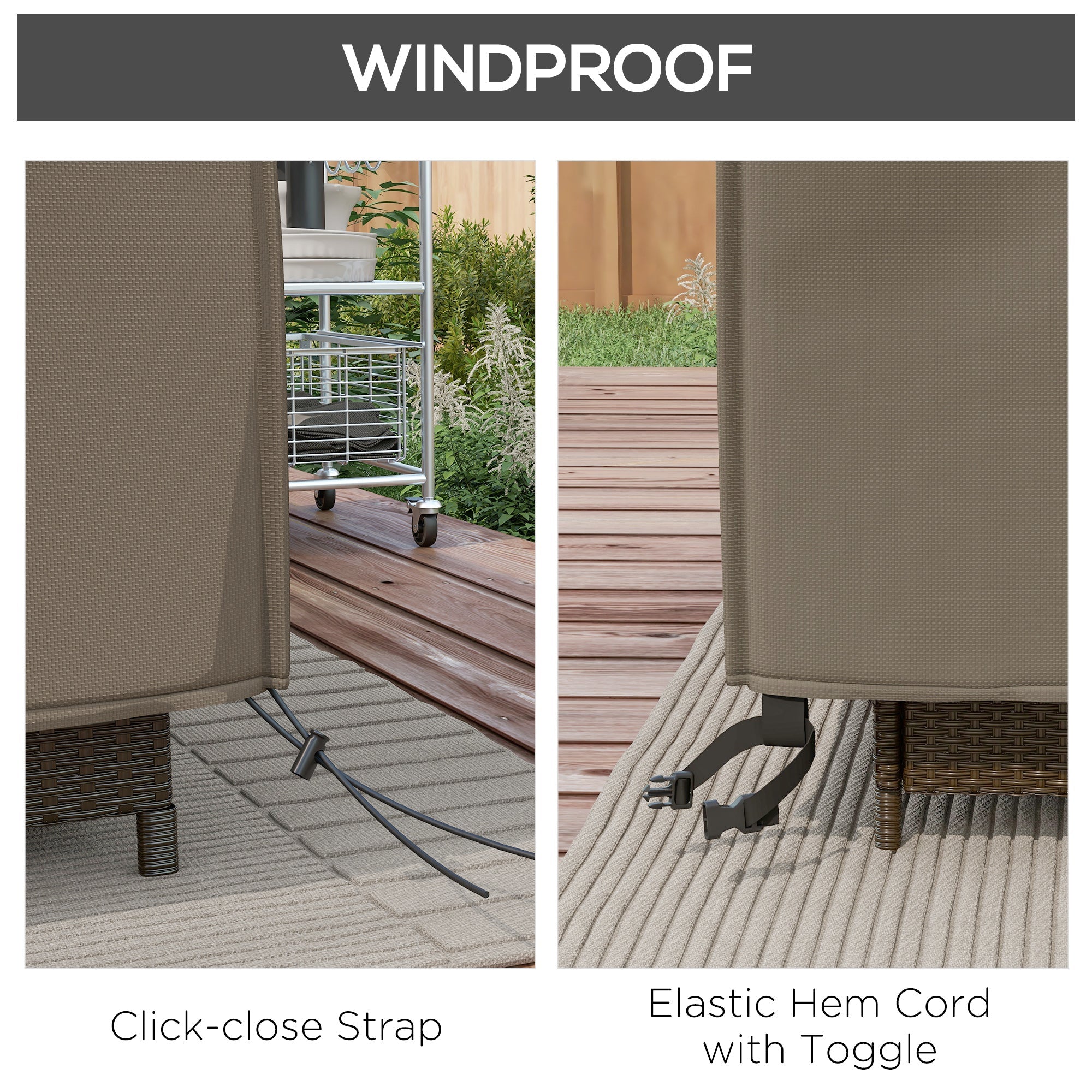 Large Square Patio Garden Furniture Cover Set 600D Oxford Grey-4