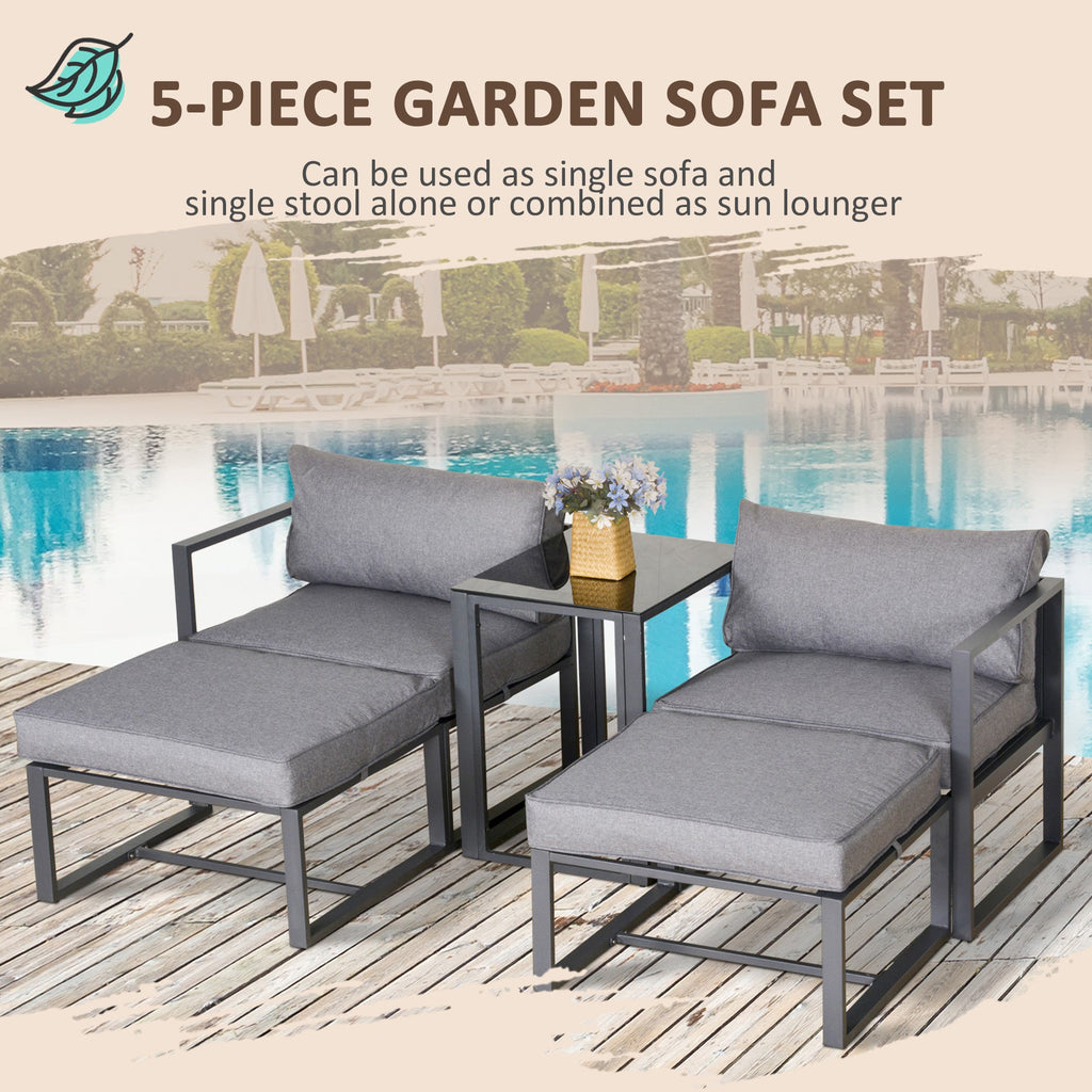 5 Piece Garden Conversation Set With Cushions Outdoor Patio Furniture-4
