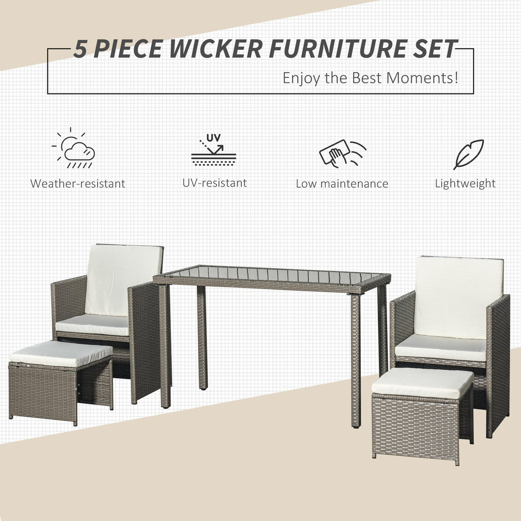 4 Seater Rattan Garden Furniture Set with Cushioned Footrests Grey-3