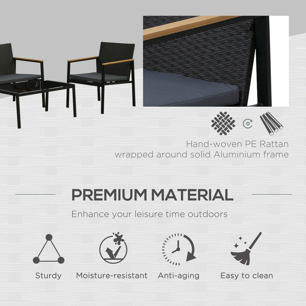 4 Piece Rattan Garden Furniture Set with Cushions - Brown-3