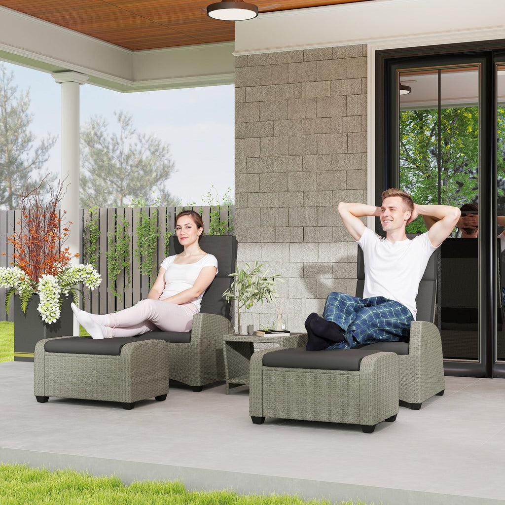 5 Piece Rattan Garden Furniture Set with Cushions - Charcoal Grey-1